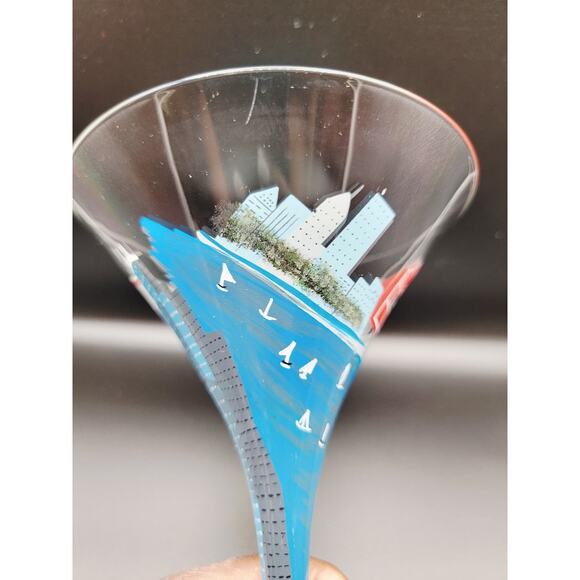 Chicago-tini Martini Glass by Lolita Recipe Windy City Hand-painted - Picture 9 of 10